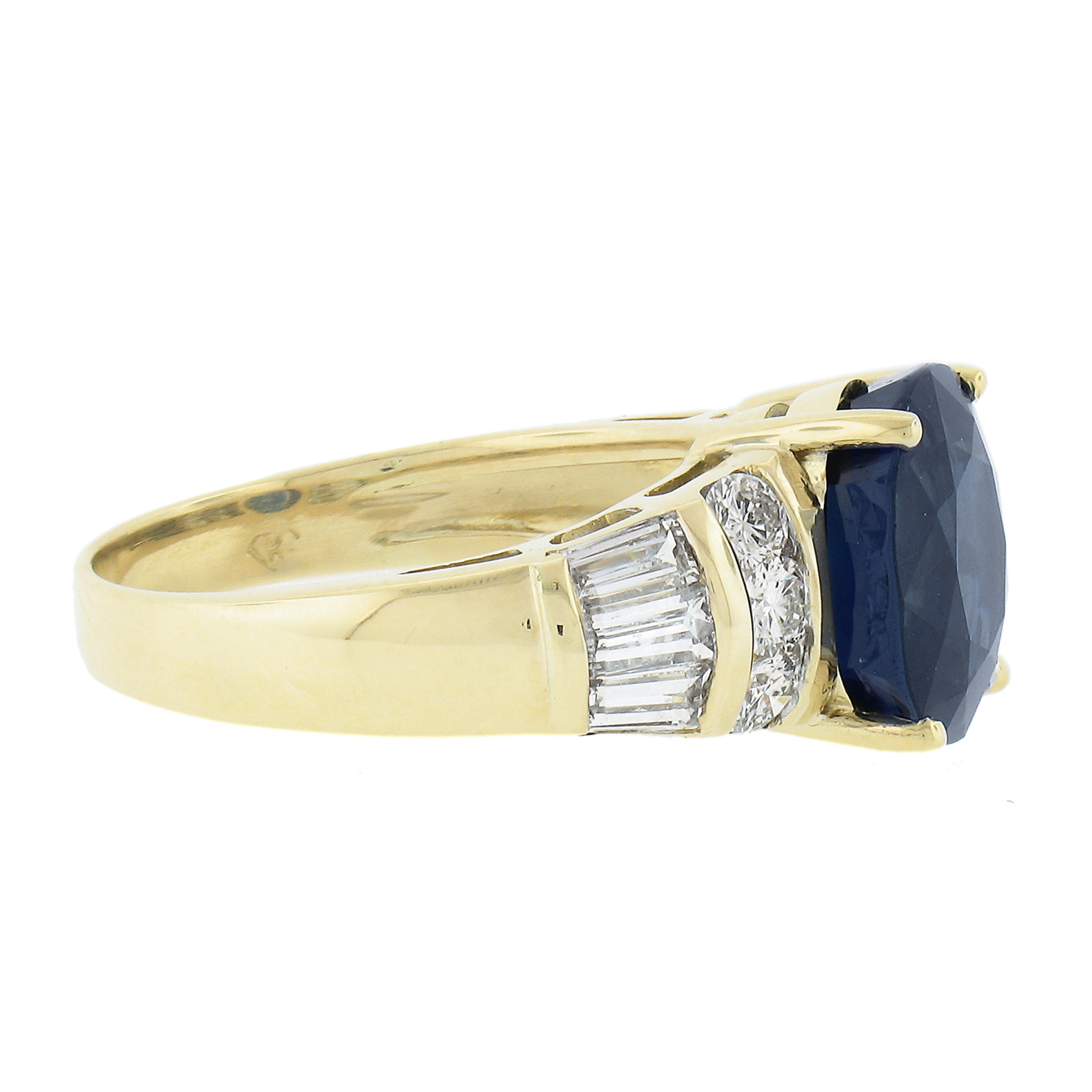 Women's 18k Yellow Gold 6.71ctw Gia Sapphire Diamond Magnificent Statement Cocktail Ring For Sale