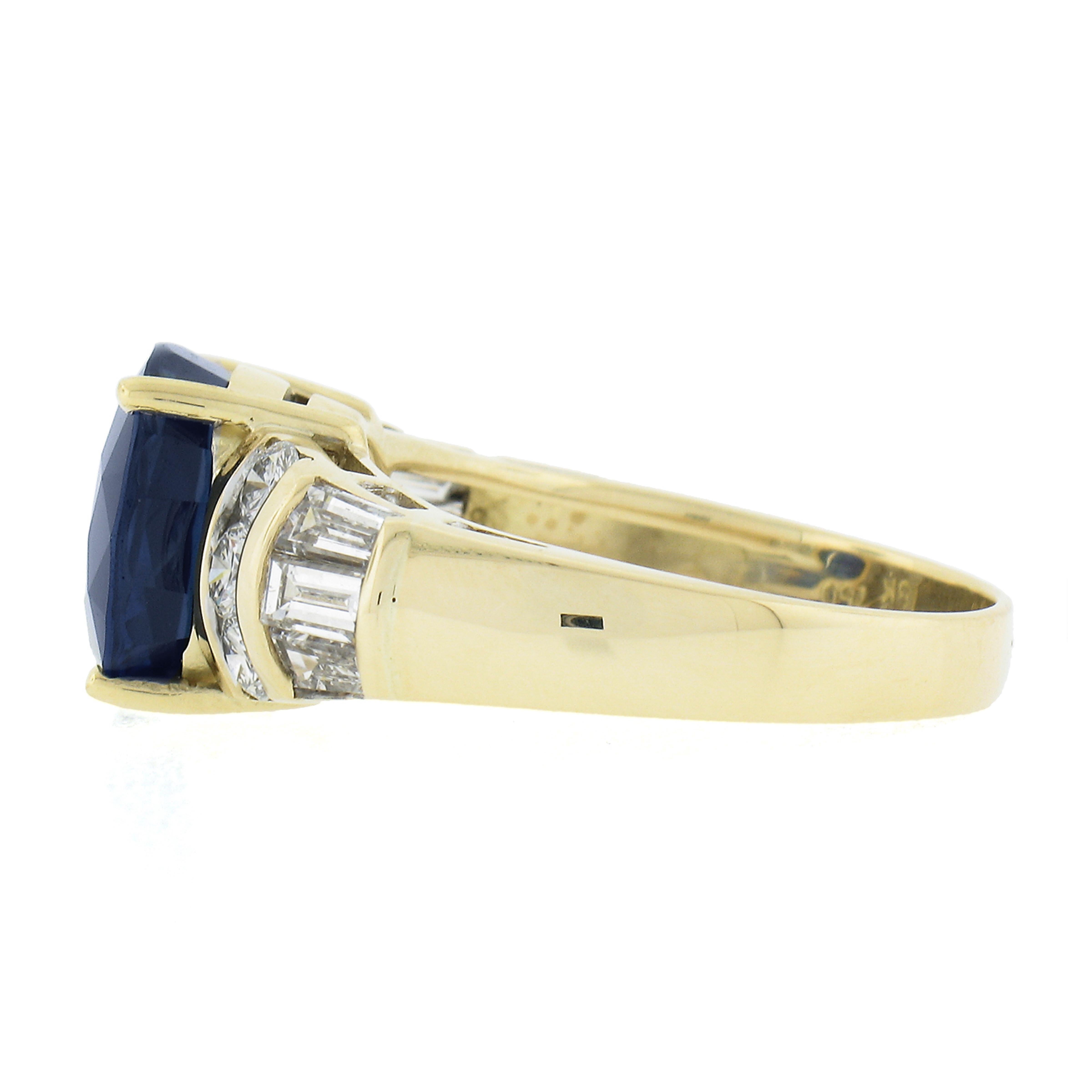 18k Yellow Gold 6.71ctw Gia Sapphire Diamond Magnificent Statement Cocktail Ring For Sale 1