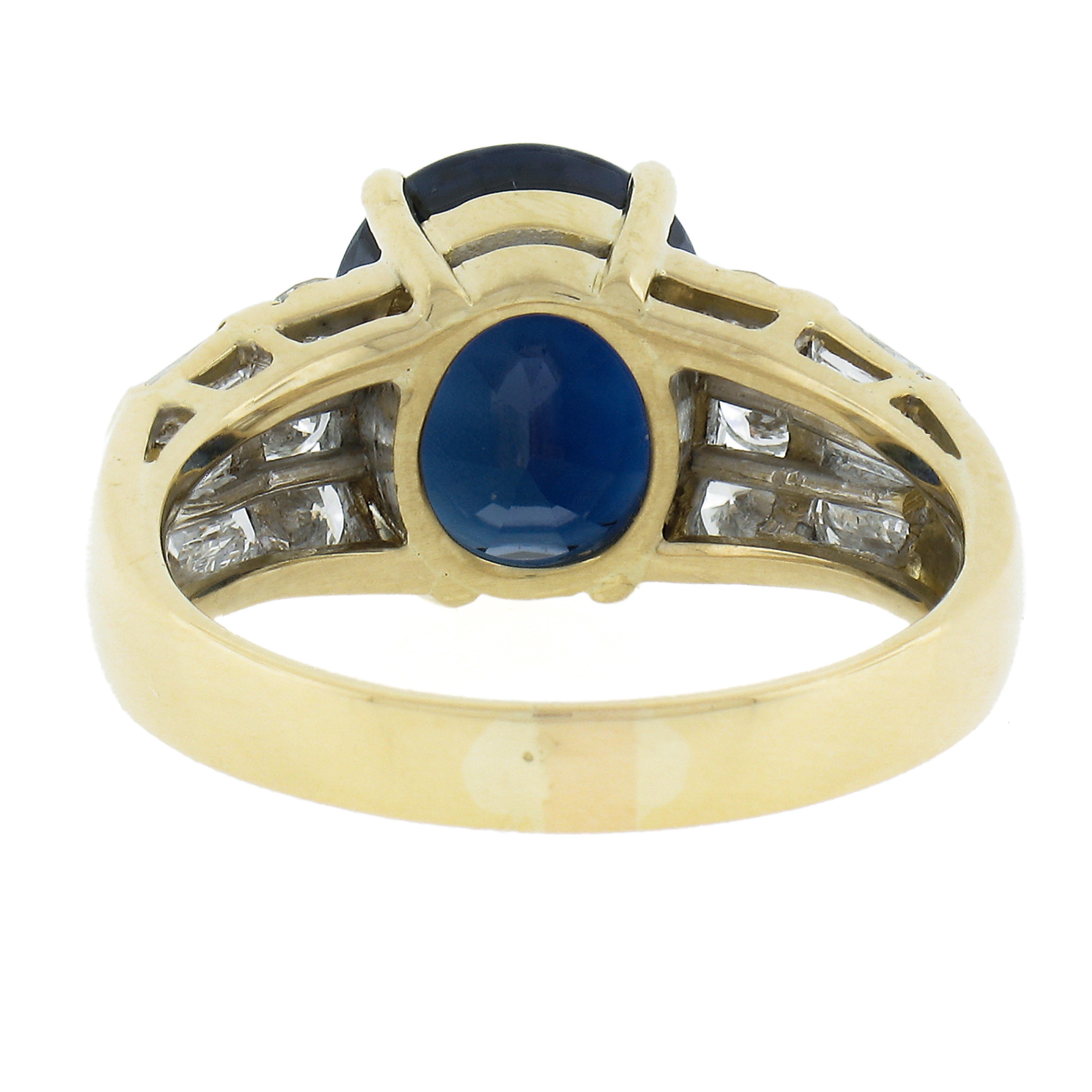 18k Yellow Gold 6.71ctw Gia Sapphire Diamond Magnificent Statement Cocktail Ring For Sale 2