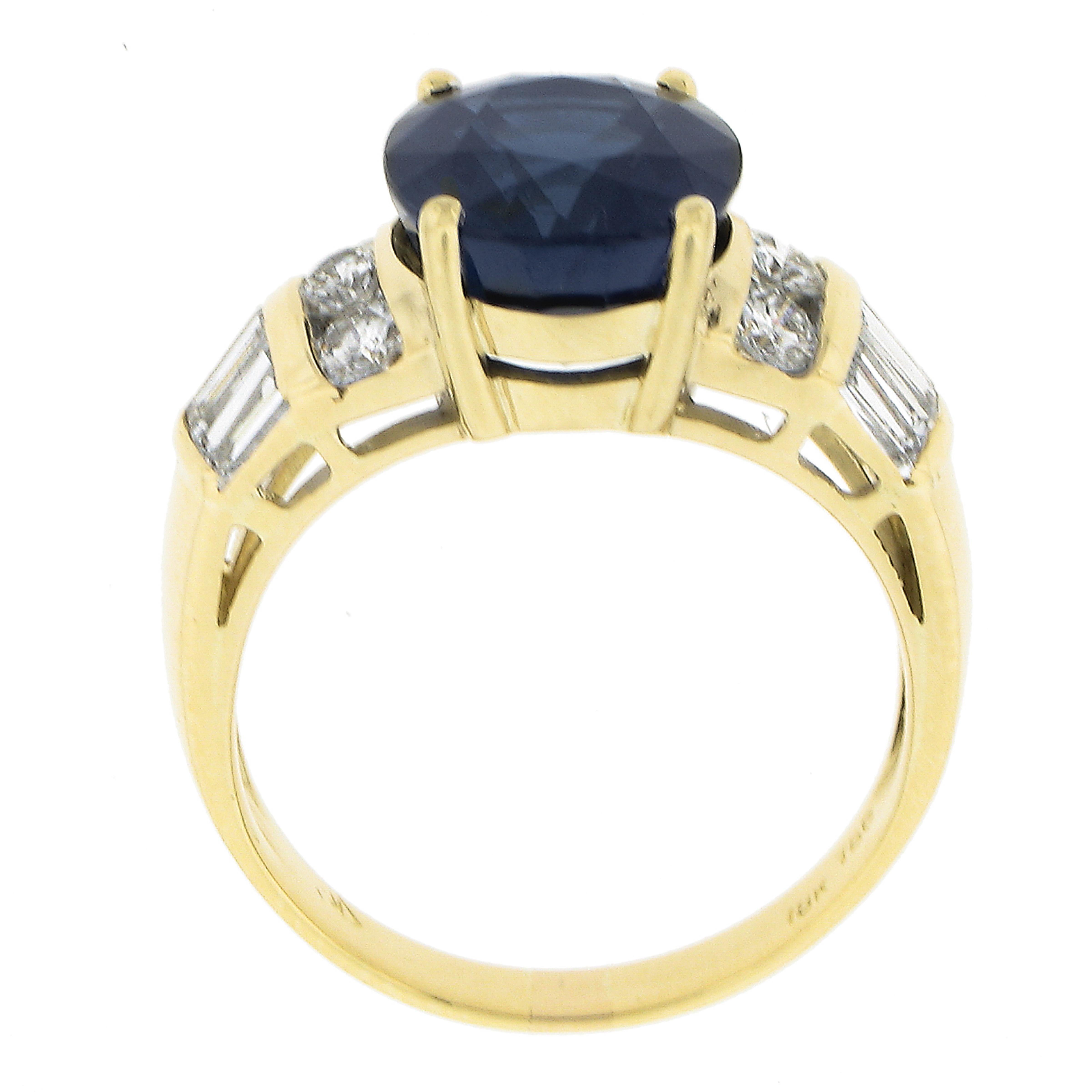 18k Yellow Gold 6.71ctw Gia Sapphire Diamond Magnificent Statement Cocktail Ring For Sale 3