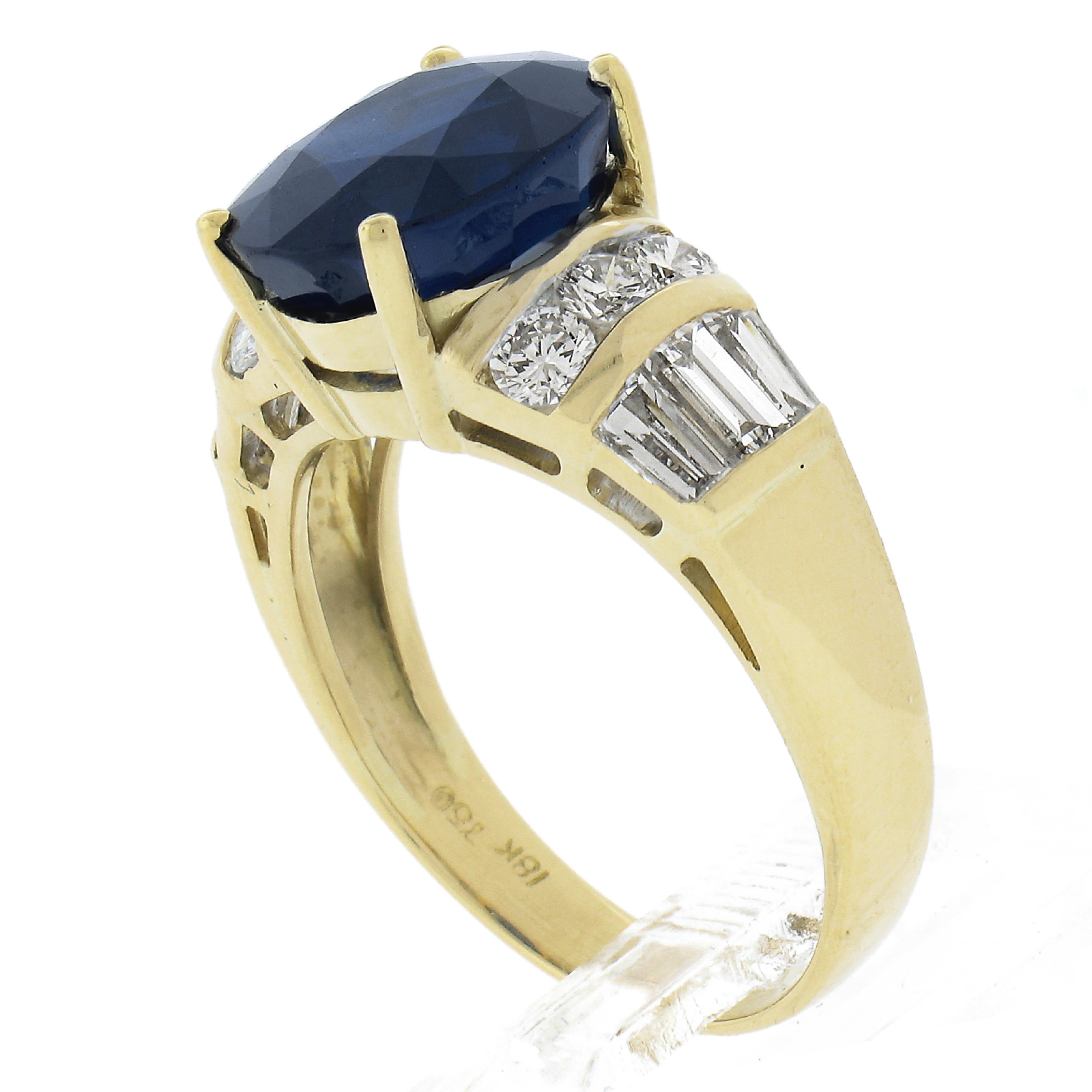 18k Yellow Gold 6.71ctw Gia Sapphire Diamond Magnificent Statement Cocktail Ring For Sale 4