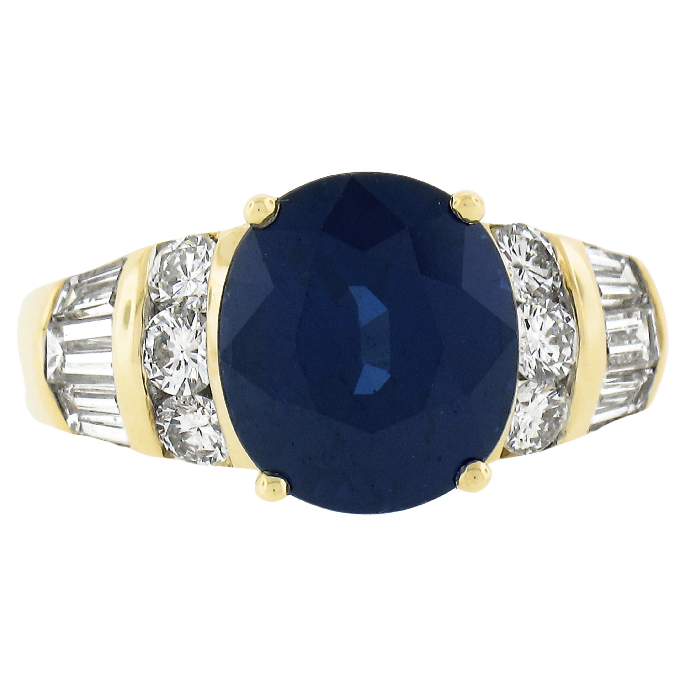 Anillo de cóctel de oro amarillo de 18 quilates con un magnífico diamante zafiro Gia de 6,71 ctw