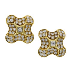 18 Karat Yellow Gold 6 Carat Diamond Estate Earrings by Kwiat