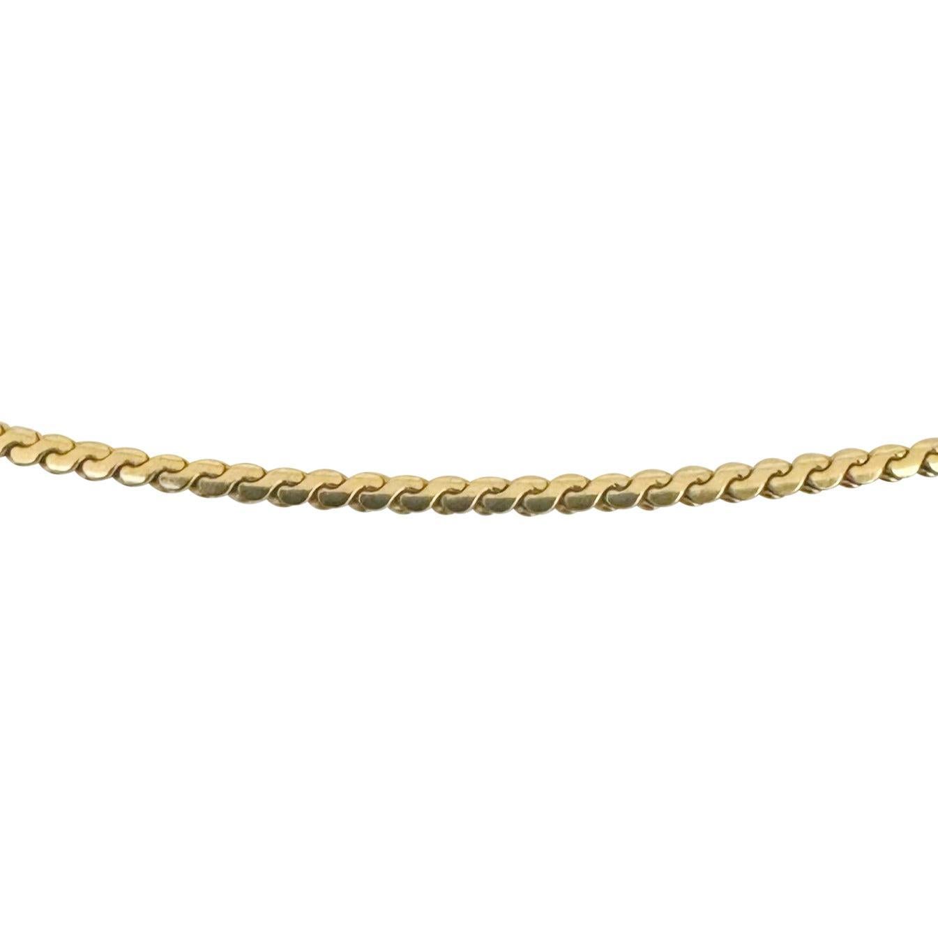 18 Karat Gelbgold 6g dünne 1,5 mm UnoAErre Serpentinen-Gliederhalskette Italien 19.5