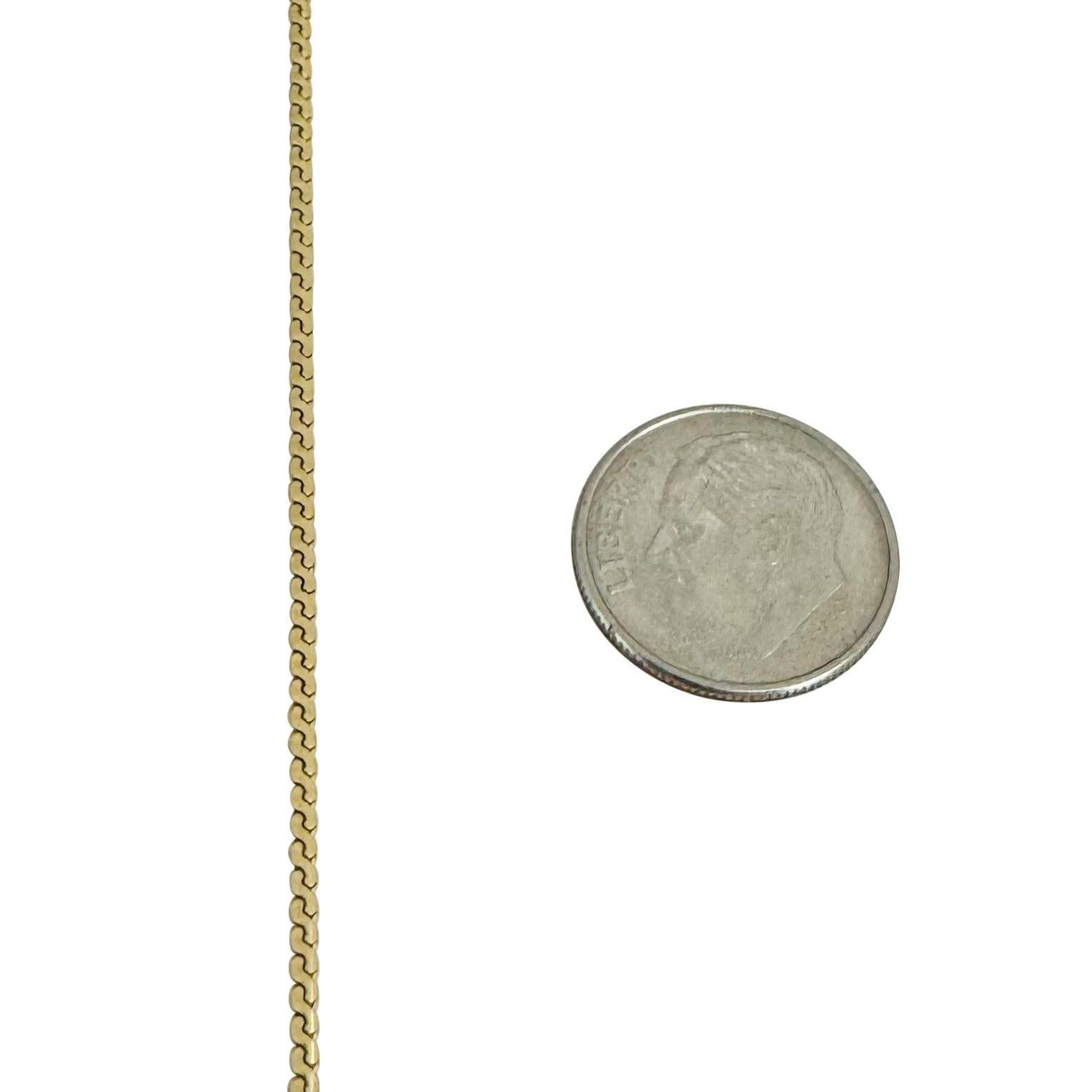 18 Karat Gelbgold 6g dünne 1,5 mm UnoAErre Serpentinen-Gliederhalskette Italien 19.5