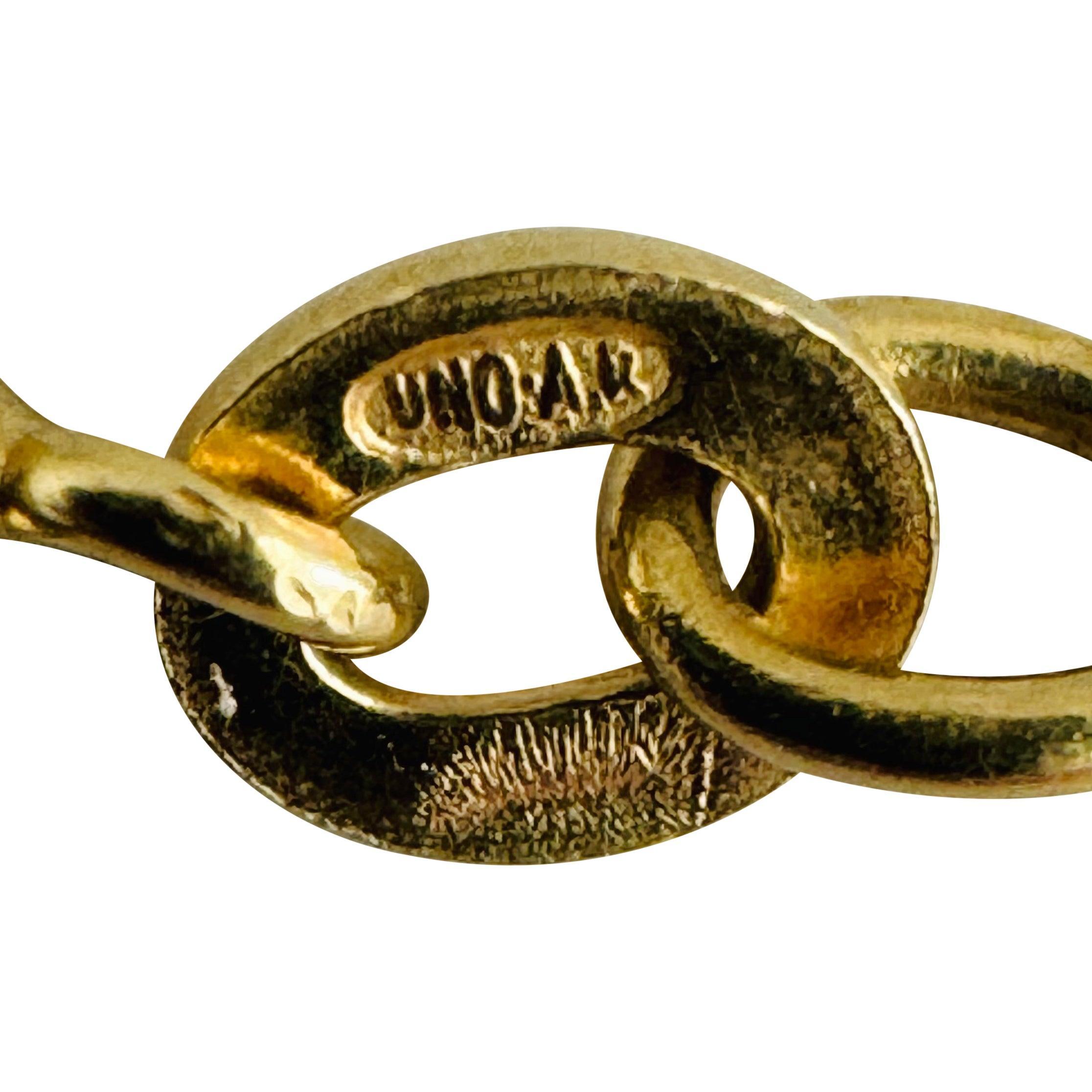 18 Karat Gelbgold 6g dünne 1,5 mm UnoAErre Serpentinen-Gliederhalskette Italien 19.5