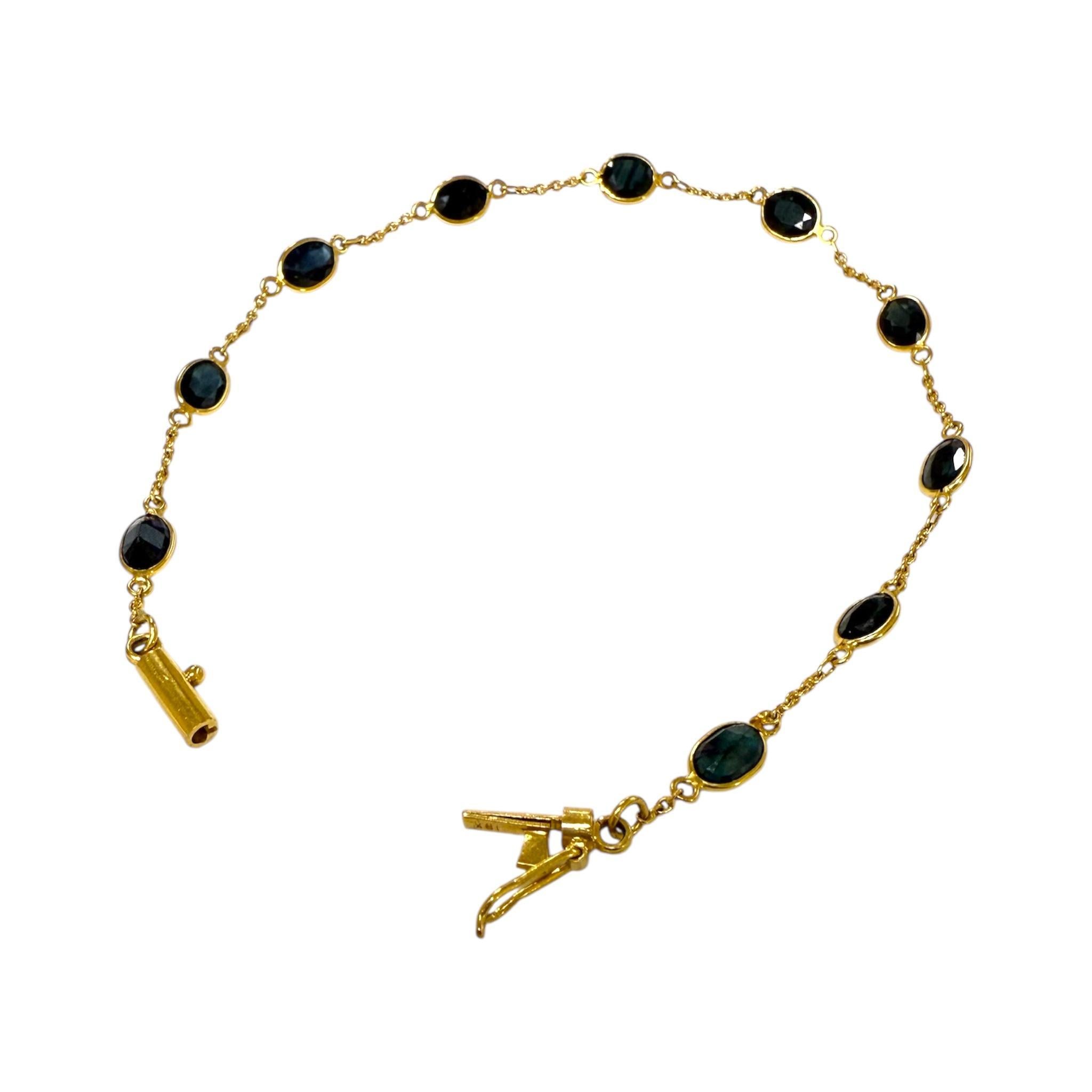 Bracciale in oro giallo 18K con zaffiro da 7 carati in vendita 1
