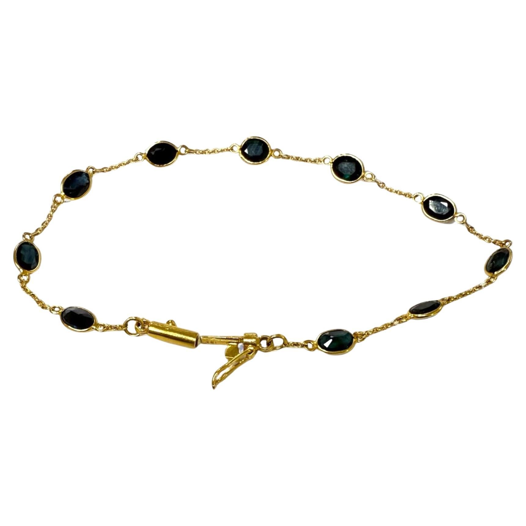 Bracciale in oro giallo 18K con zaffiro da 7 carati in vendita
