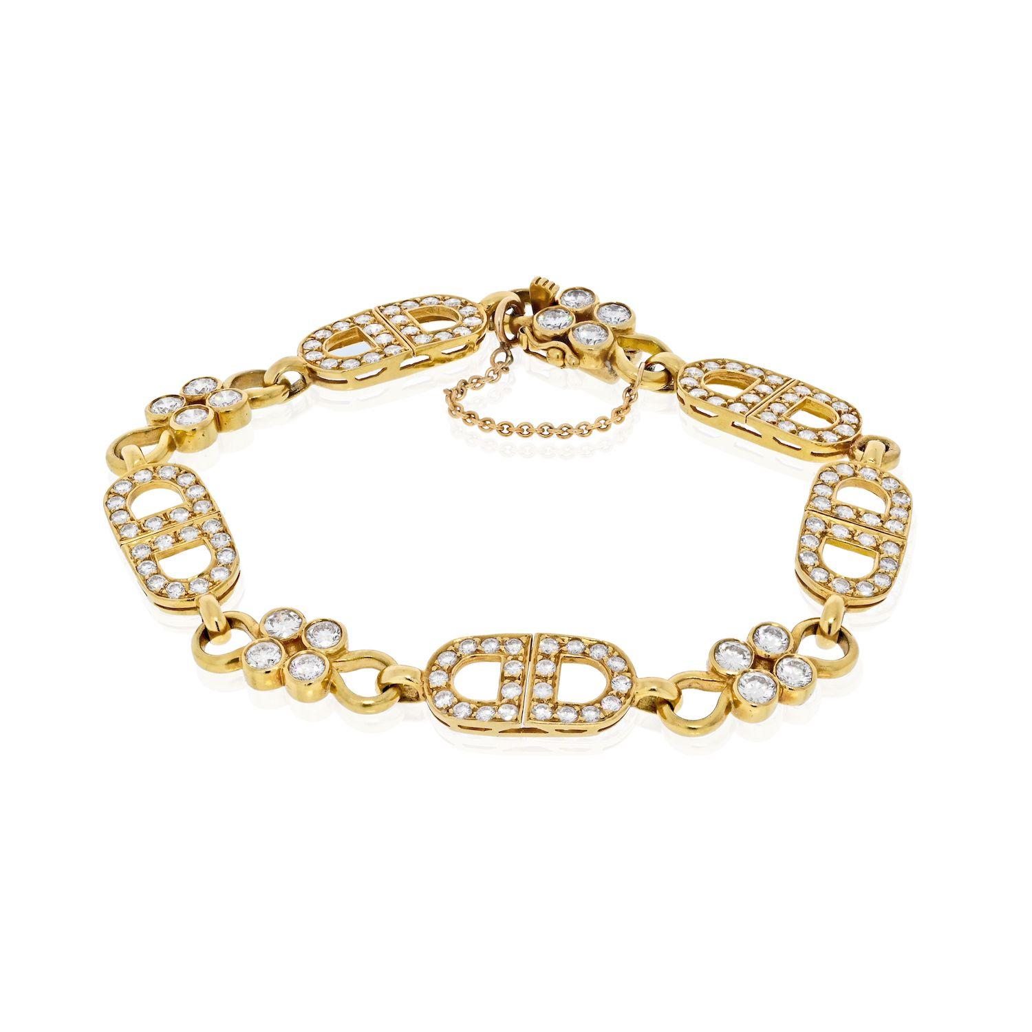 Moderne Bracelet à maillons en or jaune 18 carats avec diamants de 7 carats en vente