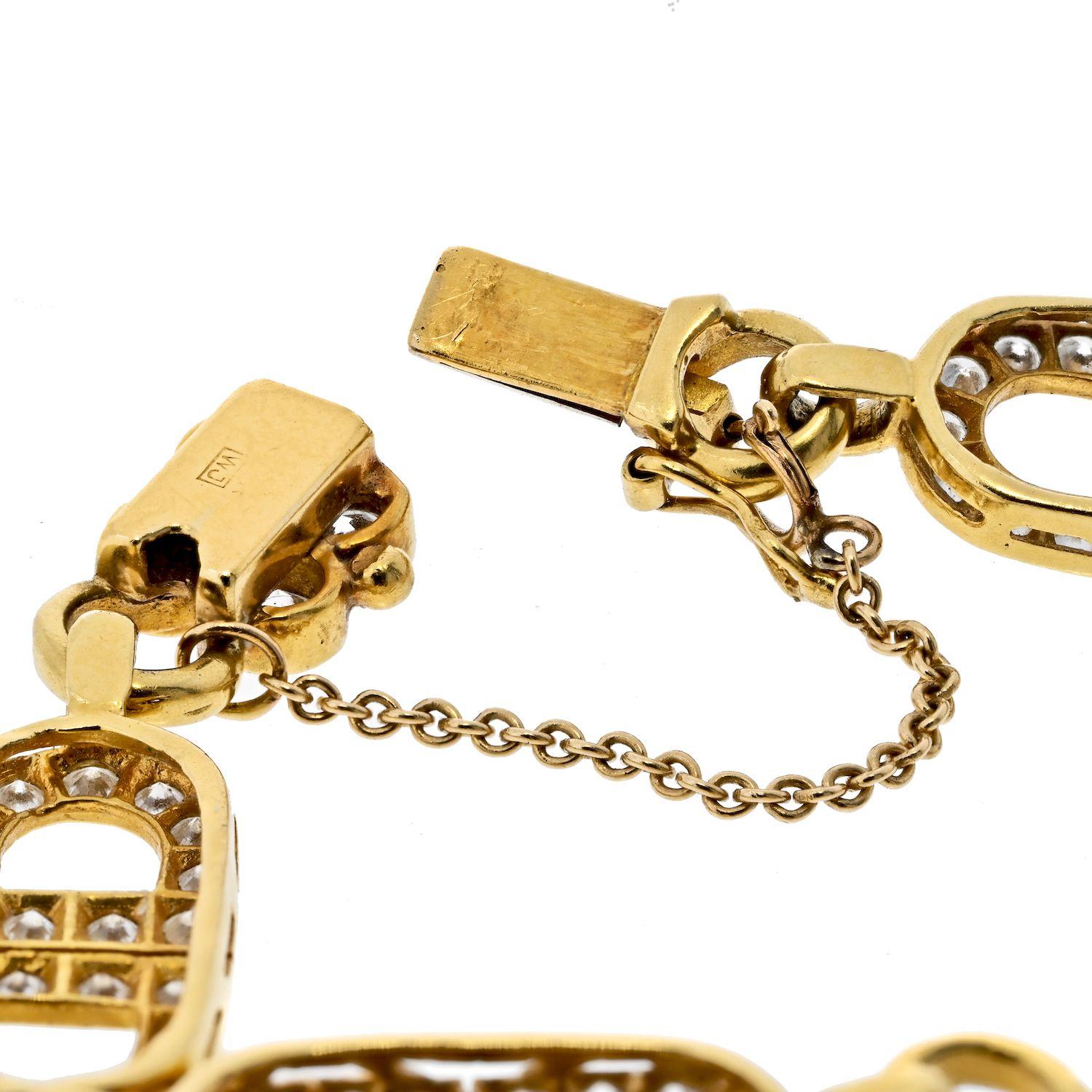 Bracelet à maillons en or jaune 18 carats avec diamants de 7 carats Excellent état - En vente à New York, NY