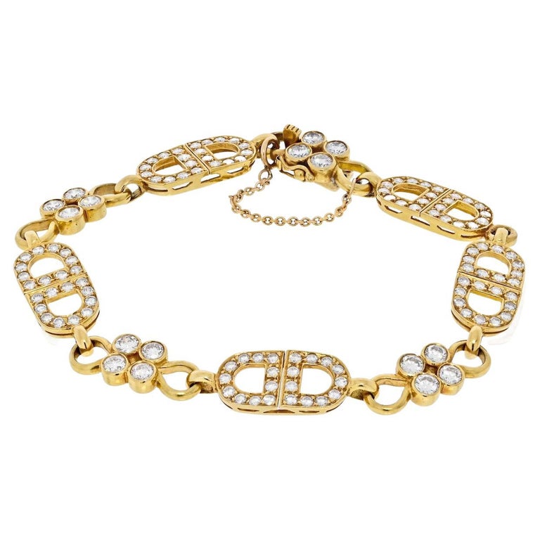 18K Yellow Gold 7 Carats Diamond Link Anchor Bracelet For Sale at 1stDibs