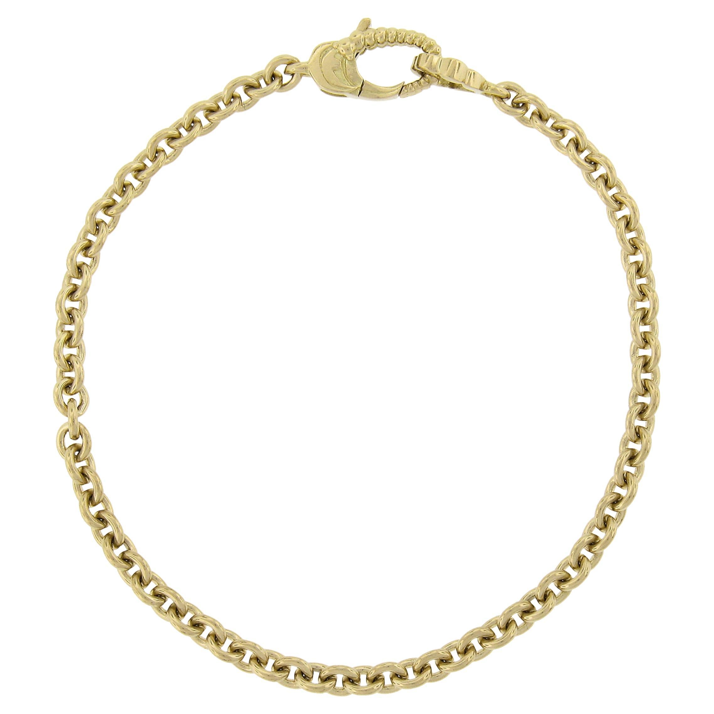 18K Yellow Gold 7" Small Cable Stackable Link Charm Chain Bracelet