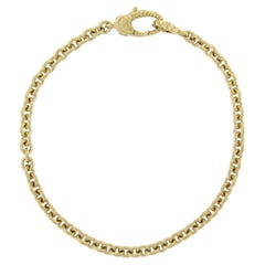 18K Yellow Gold 7" Small Cable Stackable Link Charm Chain Bracelet