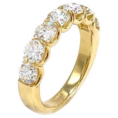 18K Yellow Gold Diamond Anniversary Ring with 7 Stones