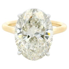 Anello in oro giallo 18k certificato GIA con taglio Brilliante Ovale da 7,01 carati