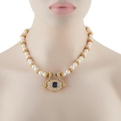 18K Yellow Gold 7.0ct Diamond and Sapphire Statement Necklace  MF37-031726