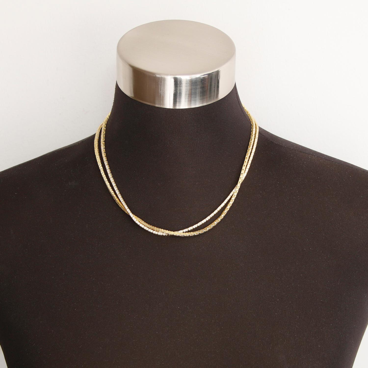 18K Yellow Gold 7.27cts Straight Line Diamond Necklace - 36 inch custom straight line diamond necklace. Total weight 7.27 cts weight- Color G-H. Clarity VS. Can be worn as a double strand or a single strand.