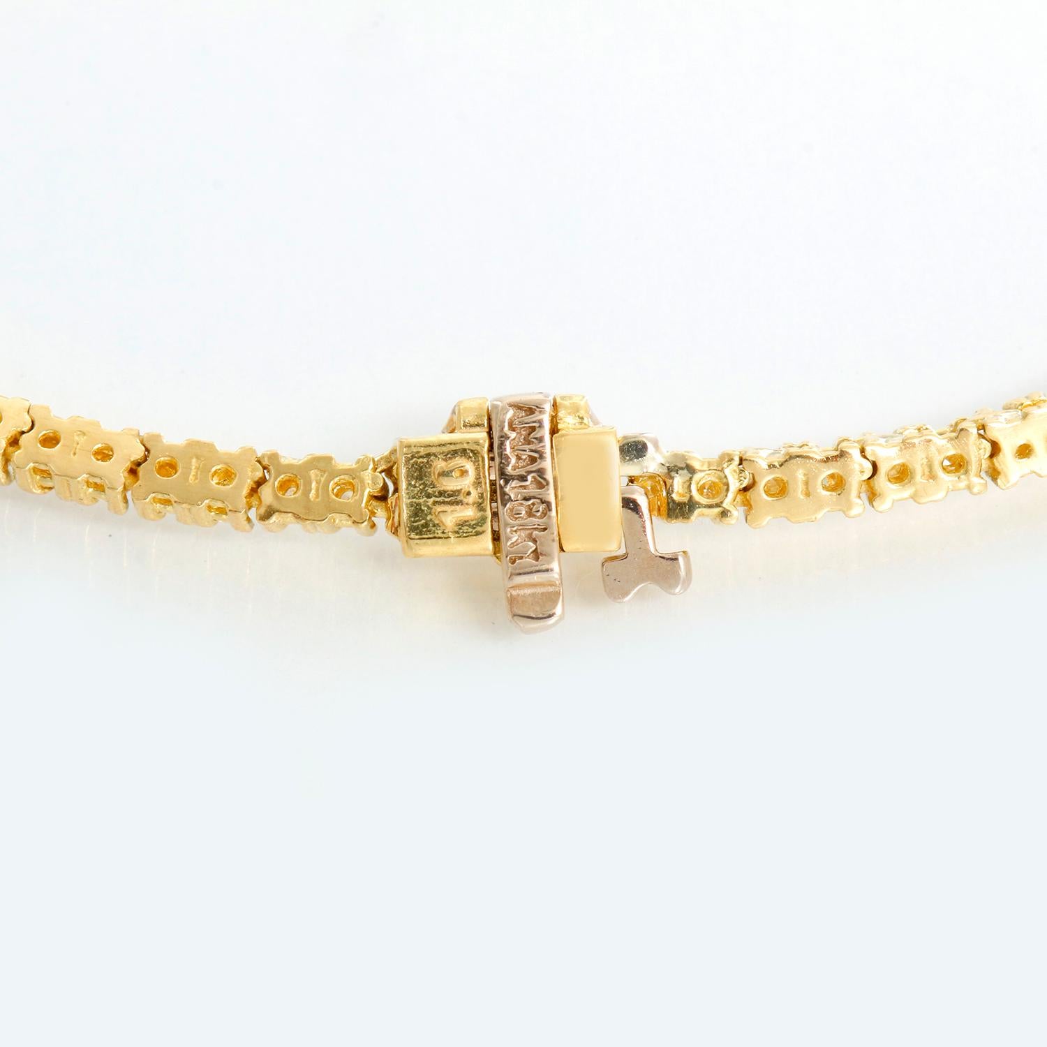 18 Karat Gelbgold 7,27 Karat Straight Line Diamant-Halskette Damen im Angebot