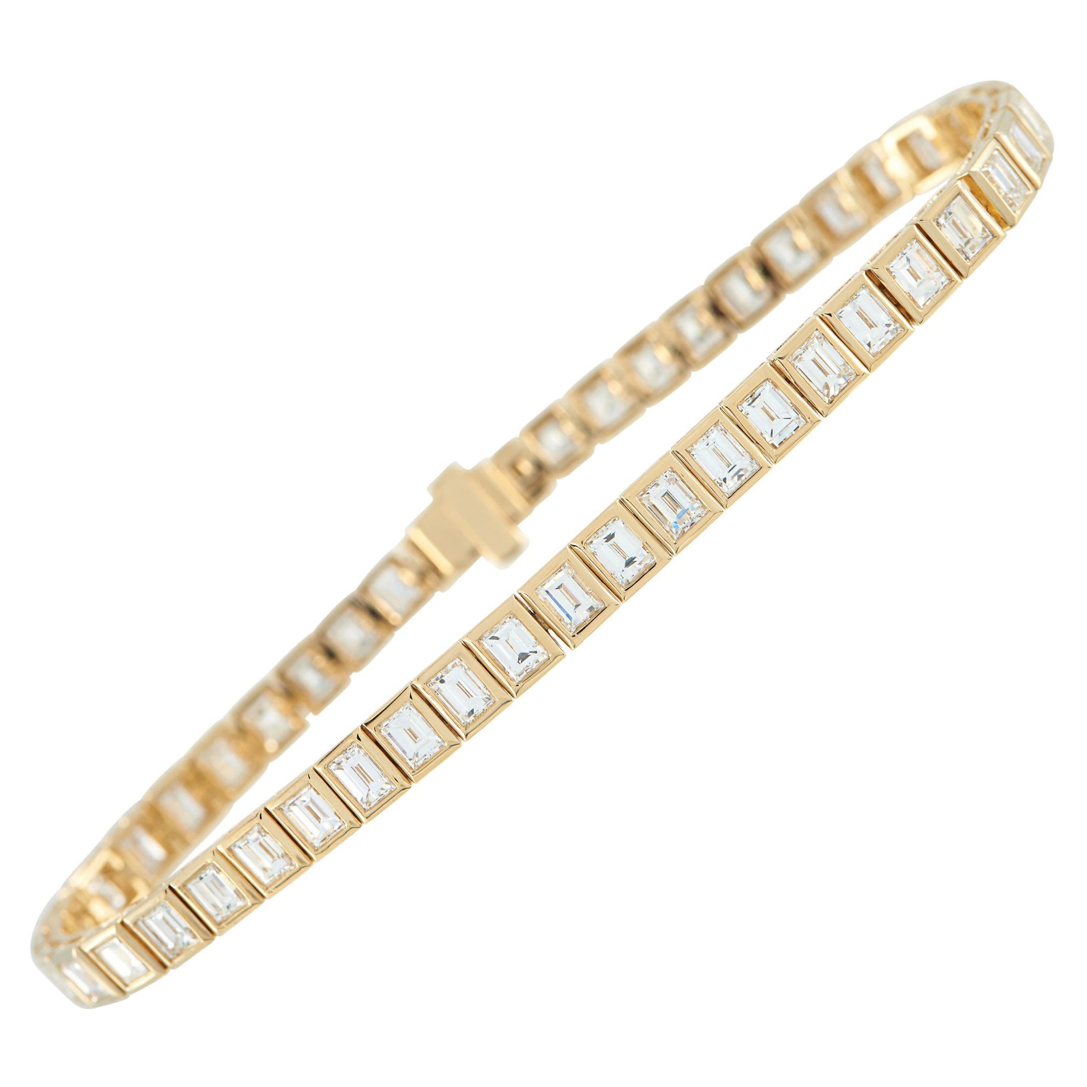 18K Yellow Gold 7.40ct Diamond Step-Cut Bracelet ALB20297-1-Y