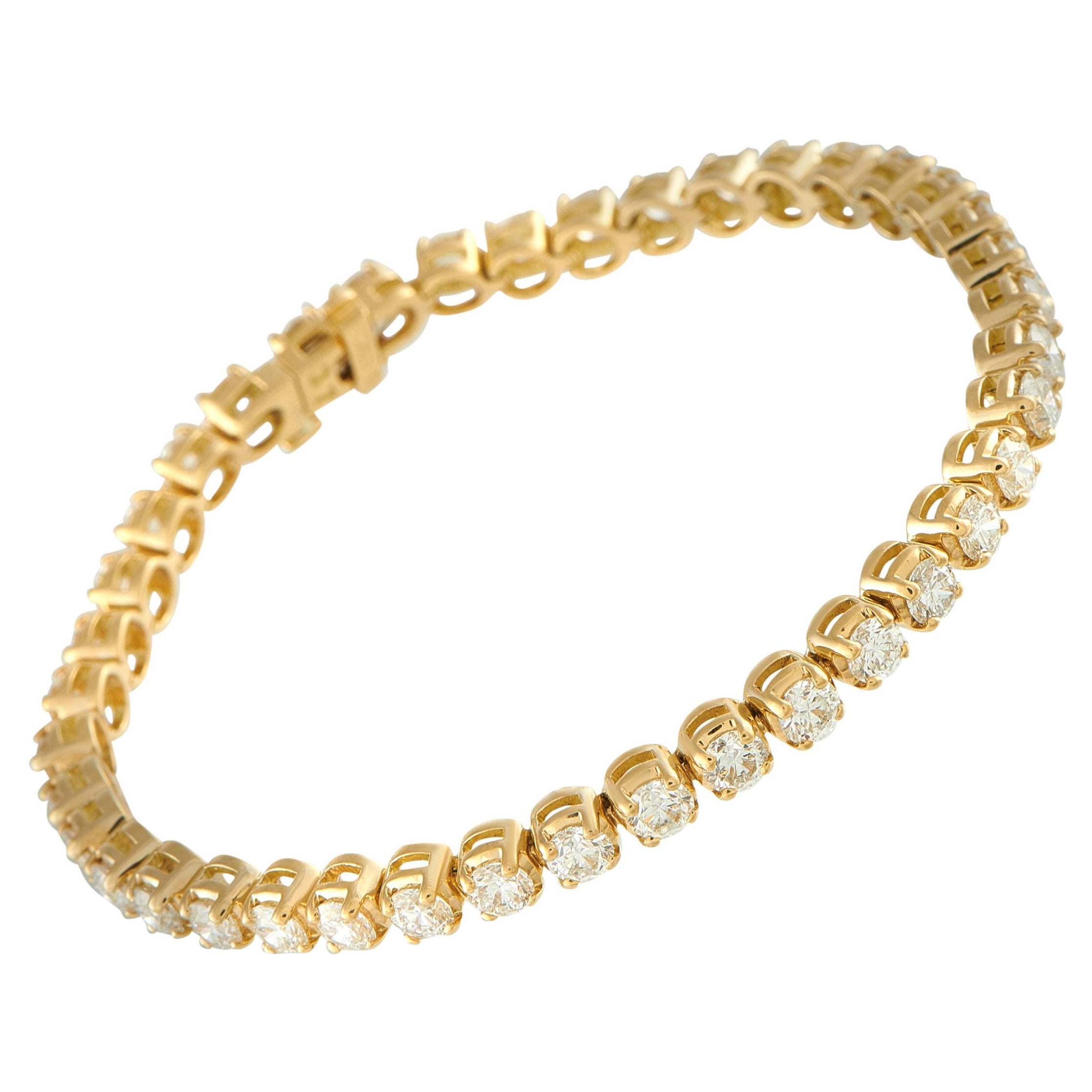 Pulsera de tenis de oro amarillo de 18 quilates con 7,45 ct de diamantes MF37-110625