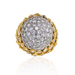18 Karat Yellow Gold 8 Carat Diamond Bombe Cluster Ring
