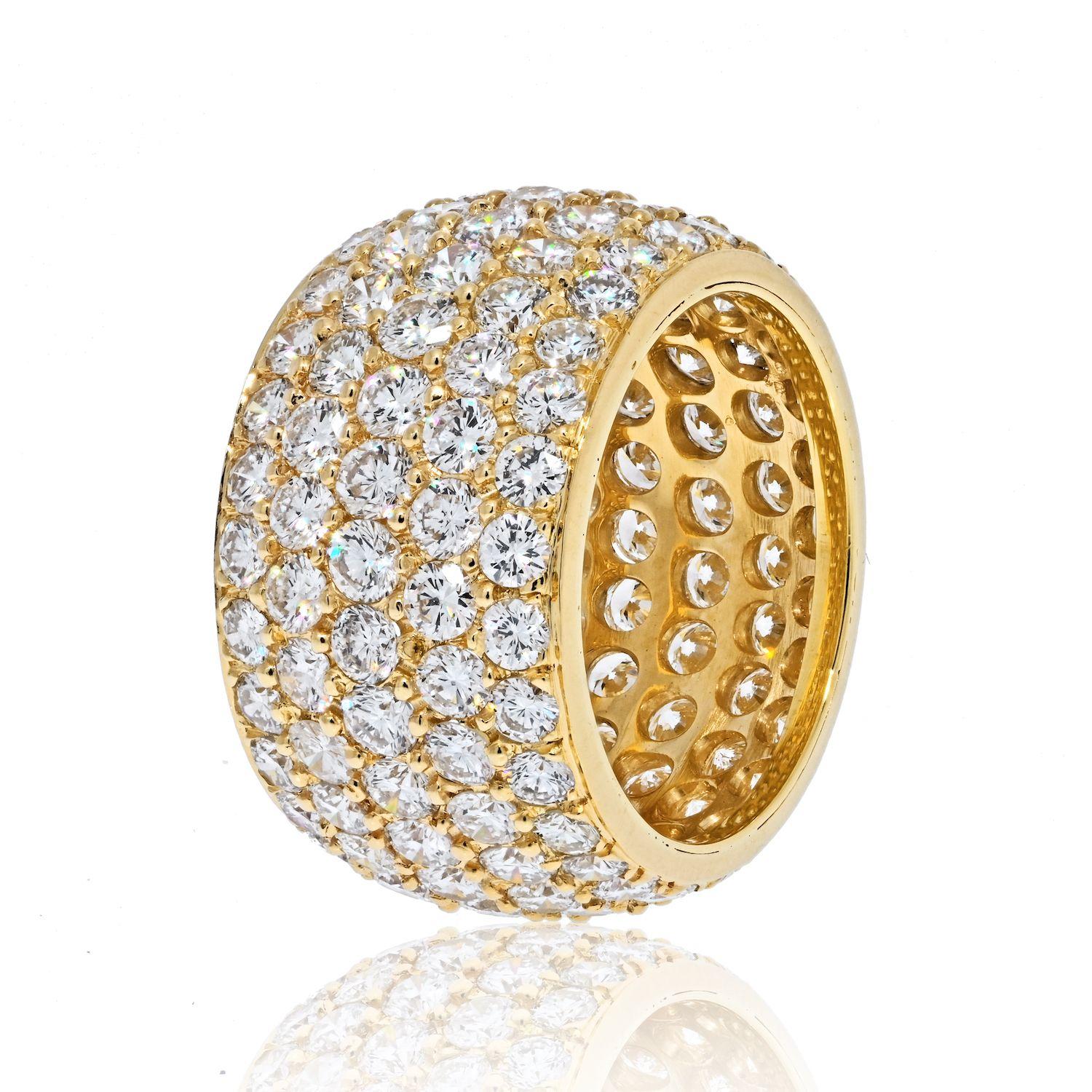 18 Karat Gelbgold 8 Karat Diamant Multi Row Cluster-Ring (Rundschliff)