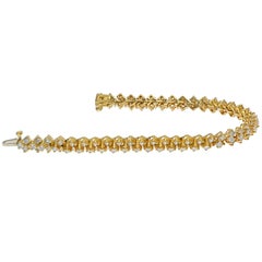 18K Yellow Gold 8 Carat Multi-Row Diamond Bracelet