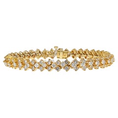 Vintage 18K Yellow Gold 8 Carat Multi-Row Diamond Bracelet