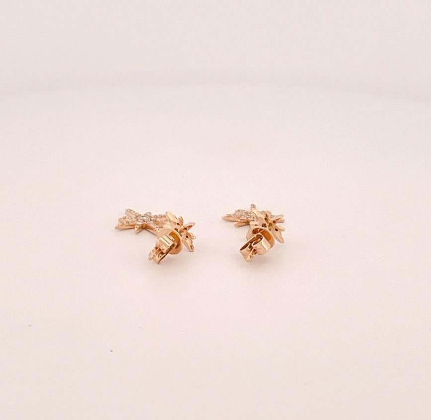 18k Yellow Gold 8 Point Star Drop Earrings In Excellent Condition In Dallas, TX