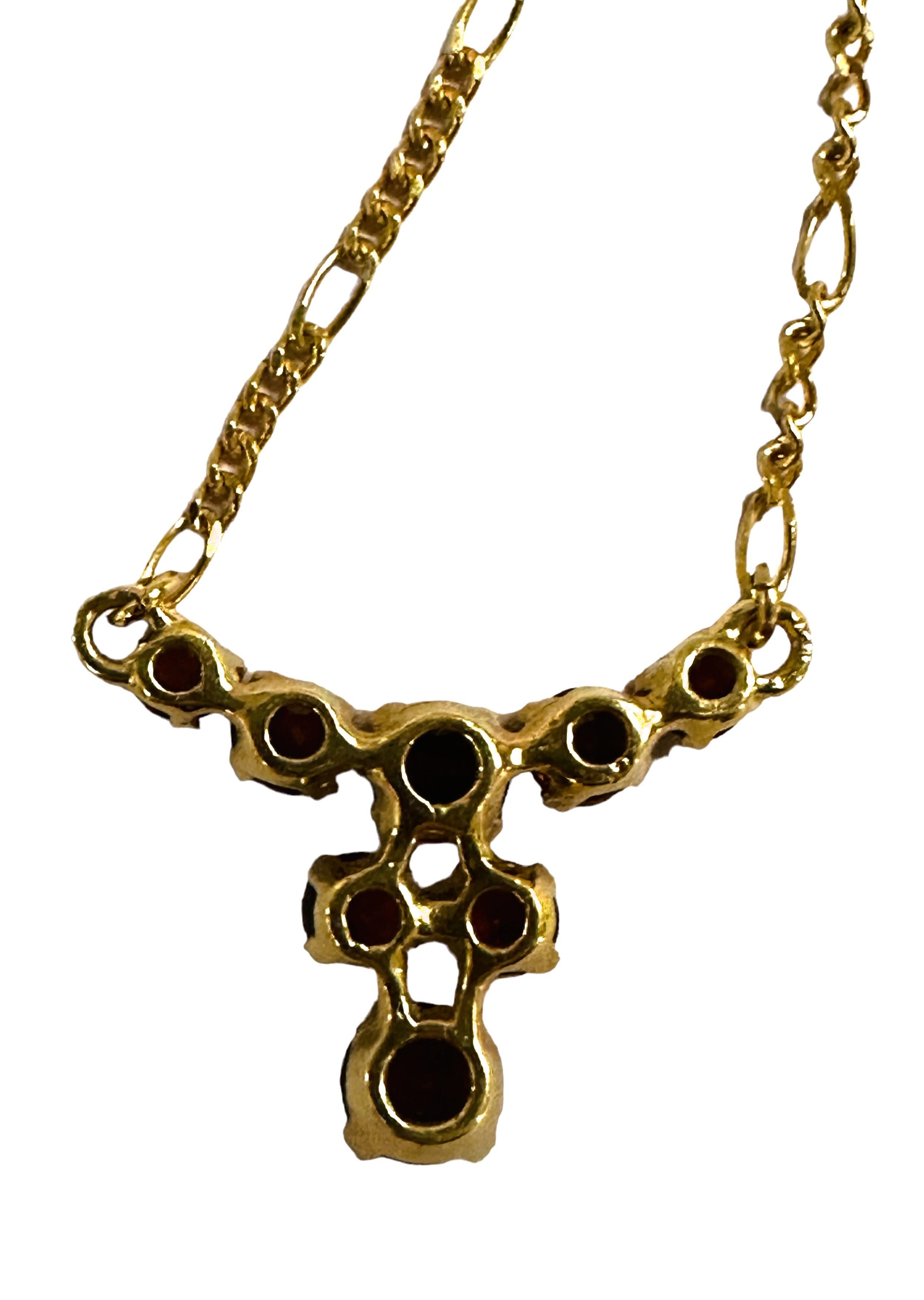 18k Yellow Gold 8-Stone Garnet Necklace  For Sale 3
