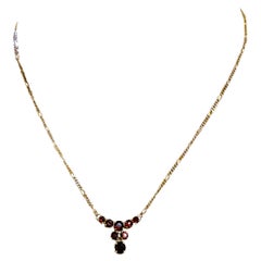 18k Yellow Gold 8-Stone Garnet Necklace 