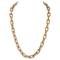 18K Yellow Gold 85 Carat Oval Diamond Link Chain Necklace