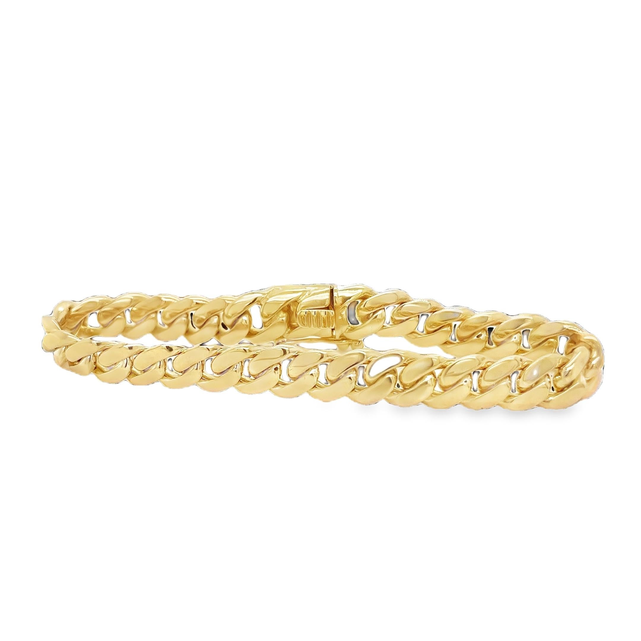 da uomo o donna Bracciale A Link Cubano in oro giallo 18K, largo 8,7 mm, 7,75 pollici in vendita