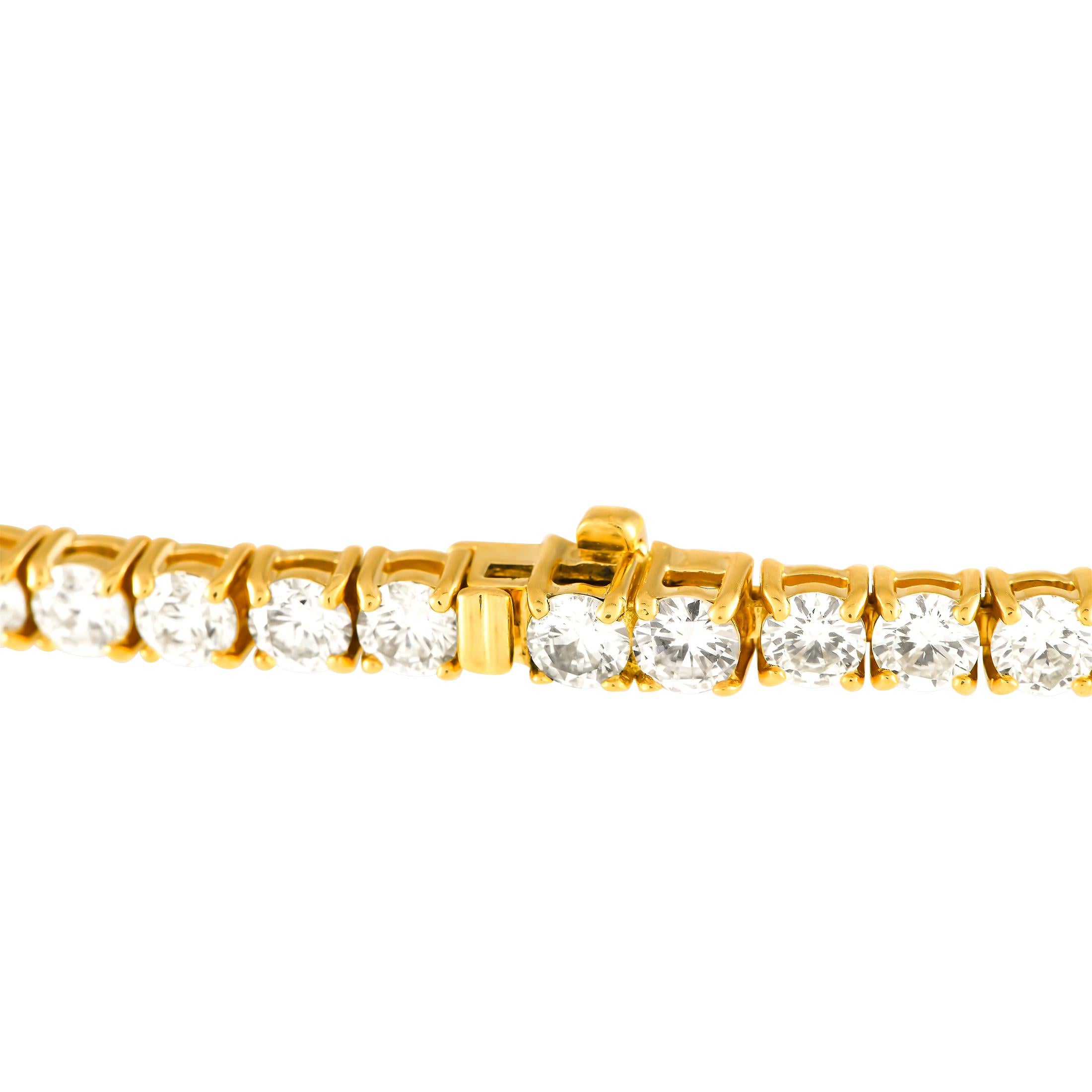 Round Cut 18K Yellow Gold 8.81ct Diamond Tennis Bracelet