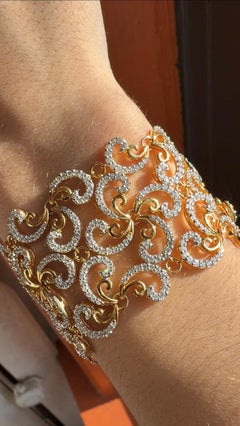 Bracciale A Link in oro giallo 18K con diamanti da 8,95 carati - 7 pollici