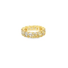 18k Yellow Gold 8.98ctw Cushion Cut Natural Diamond Eternity Band Ring