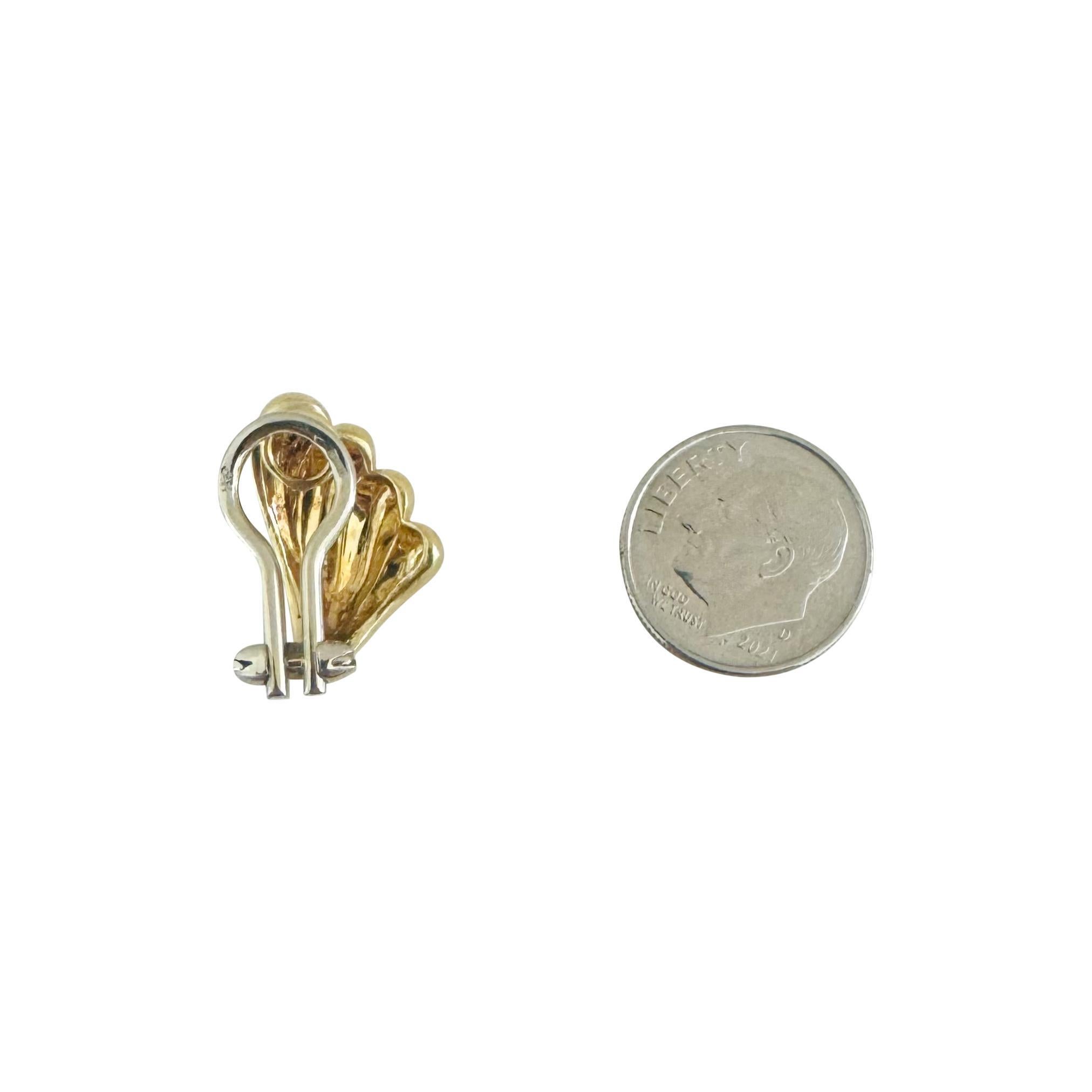 18k Gelbgold 8,9g massiv poliert Fancy Clip On Ohrringe Italien Damen