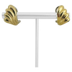 18k Gelbgold 8,9g massiv poliert Fancy Clip On Ohrringe Italien