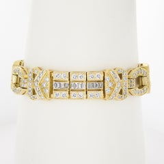 18K Yellow Gold 9.16ctw Diamond Drenched 14.3mm Wide 7" Strap Statement Bracelet