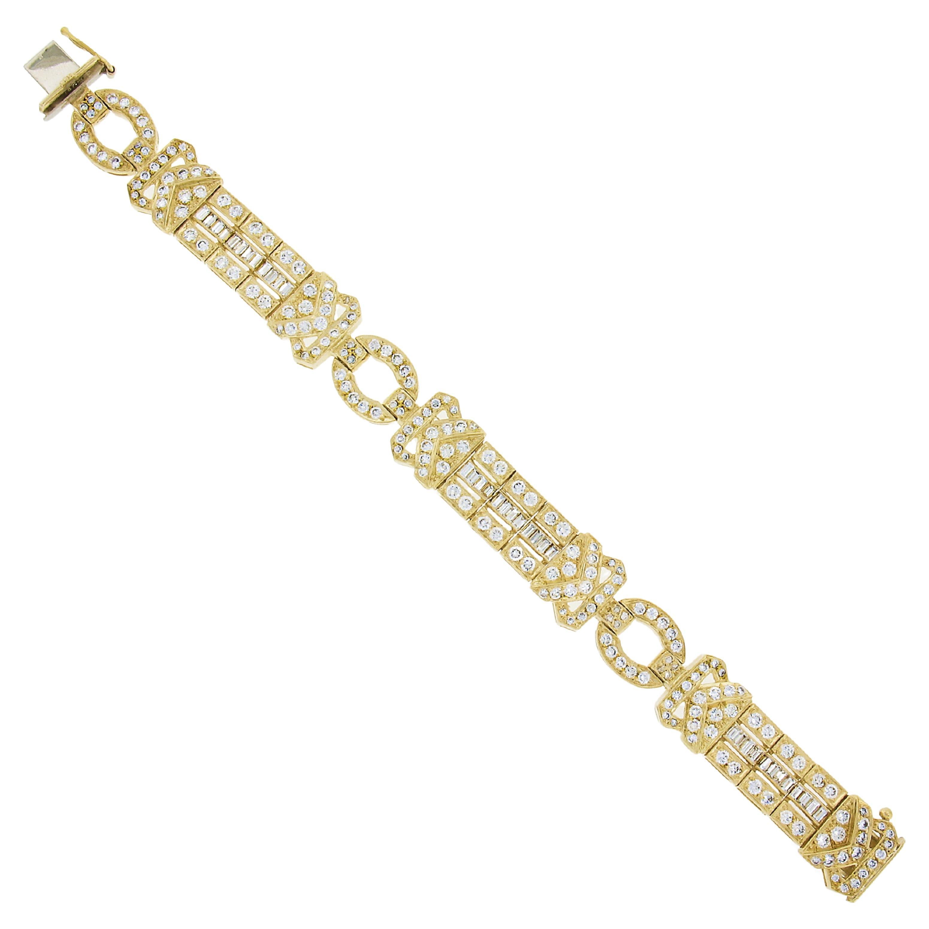 18K Yellow Gold 9.16ctw Diamond Drenched 14.3mm Wide 7" Strap Statement Bracelet