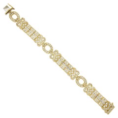 Pulsera de oro amarillo de 18 quilates con 9,16 quilates de diamantes, 14,3 mm de ancho y 7 pulgadas de ancho