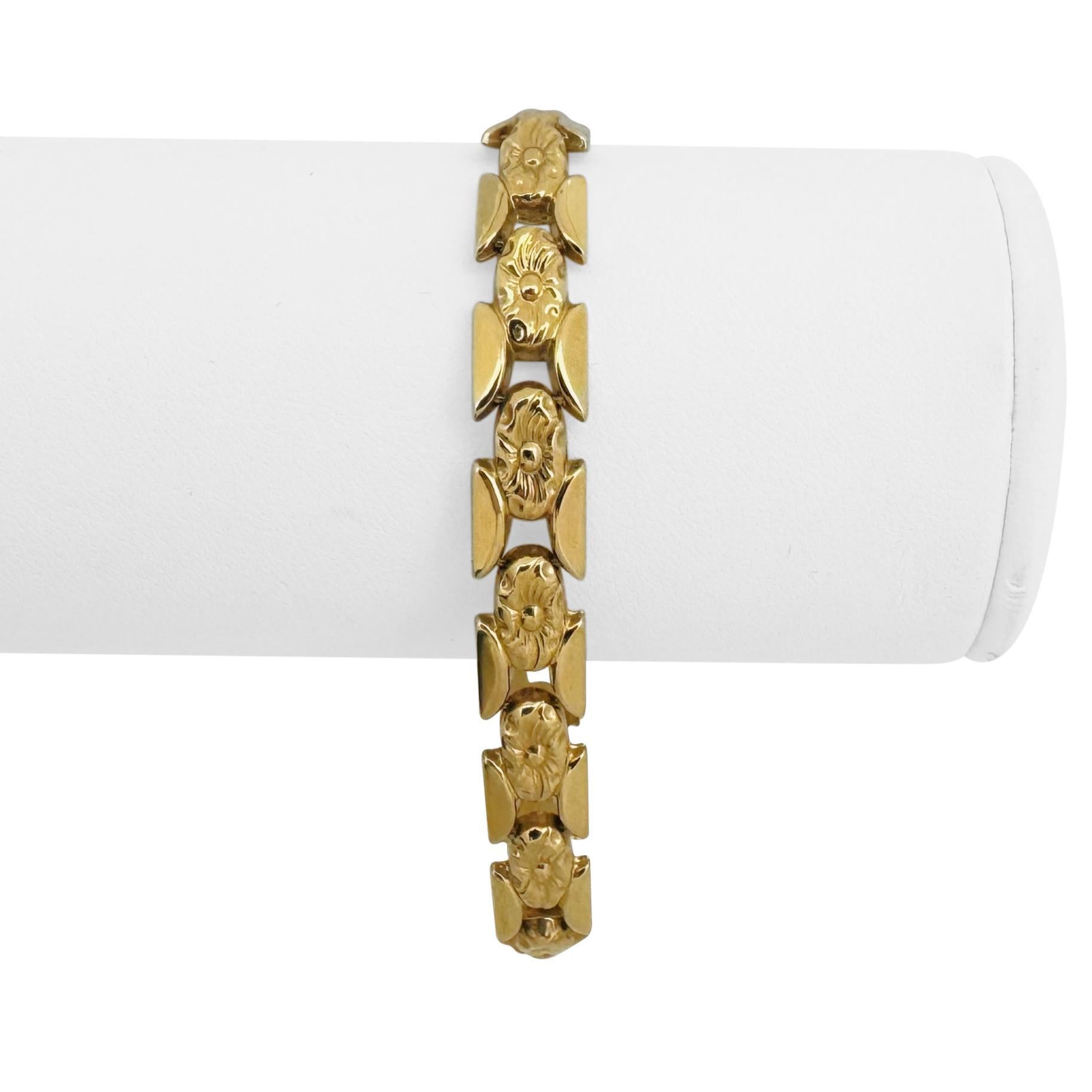 18k Yellow Gold 9.2g Vintage Ladies 8mm Fancy Link Bracelet Italy 7