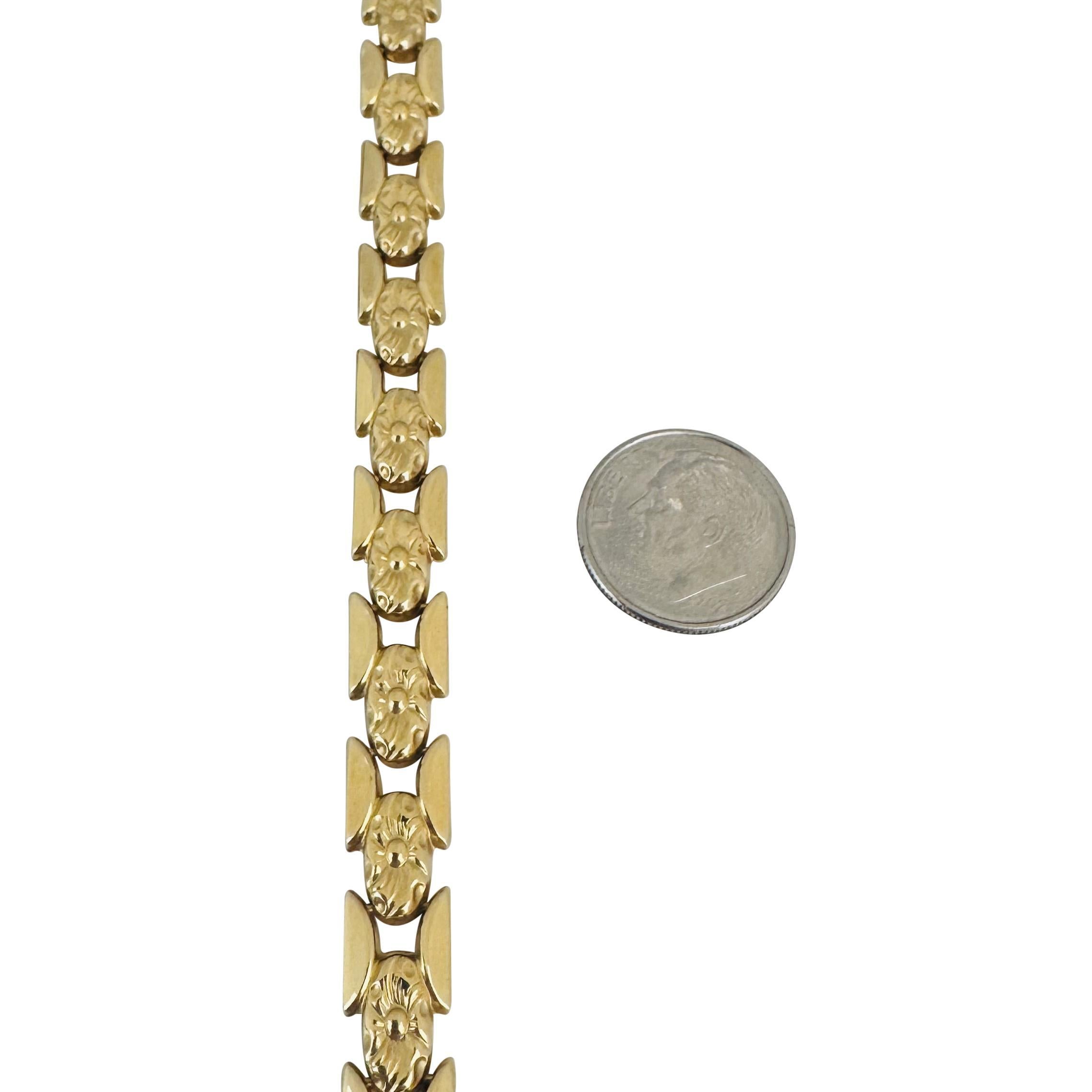 Women's 18k Yellow Gold 9.2g Vintage Ladies 8mm Fancy Link Bracelet Italy 7