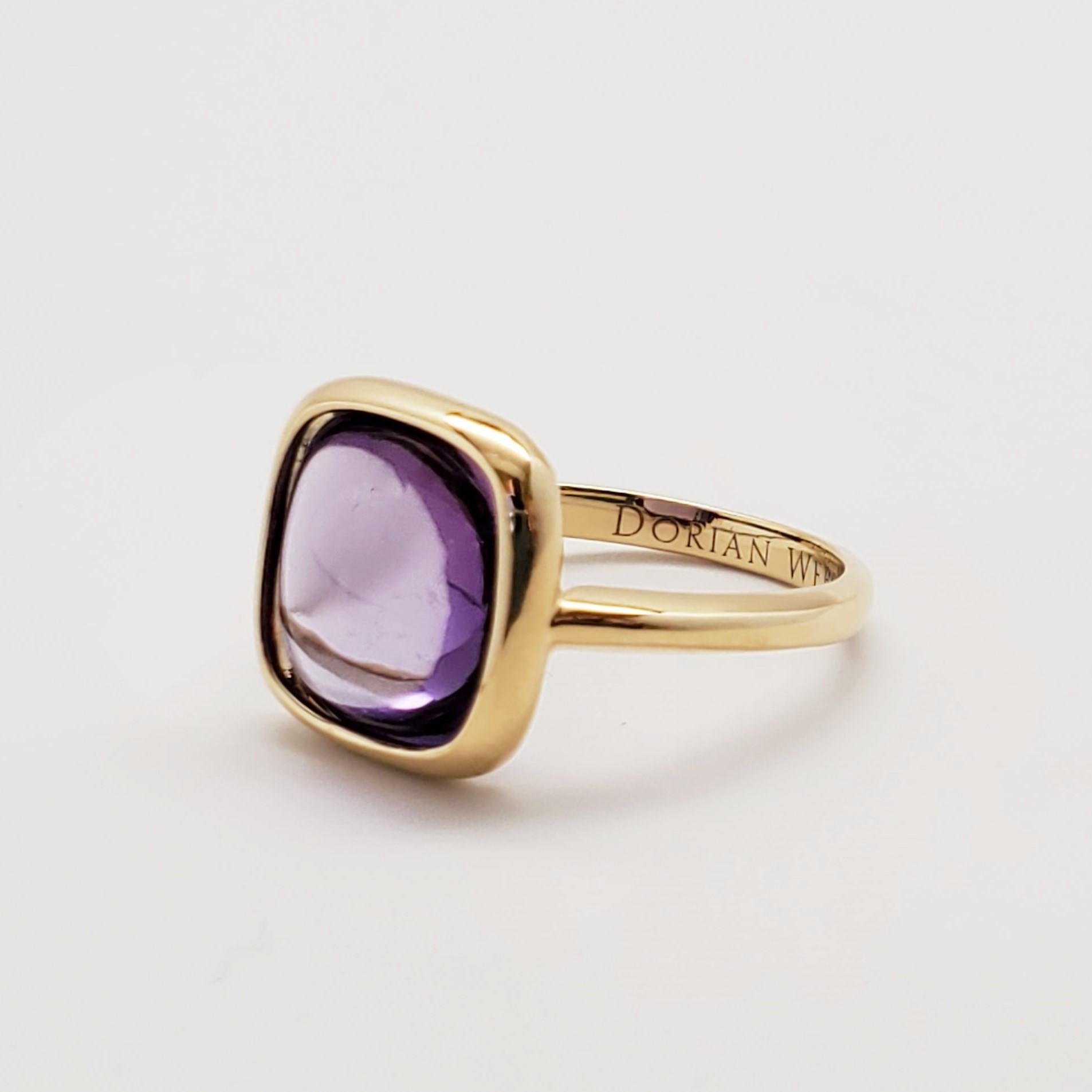 18k Yellow Gold 9.5 Cts Amethyst Halo Ring 4