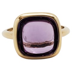 18k Yellow Gold 9.5 Cts Amethyst Halo Ring