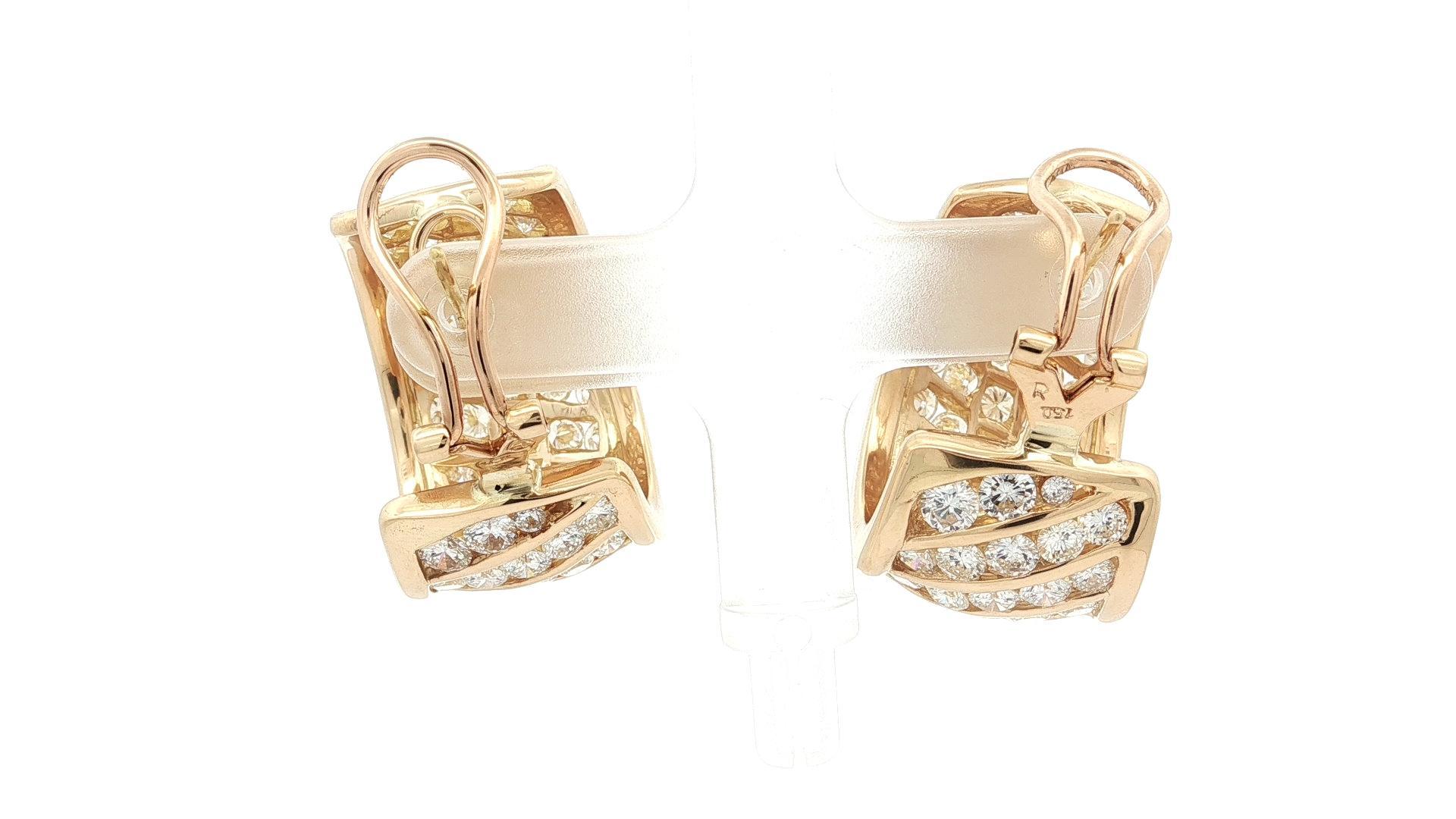 Orecchini con bracciale largo in oro giallo 18k con diamante a canale rotondo da 9,50ctw in vendita 6