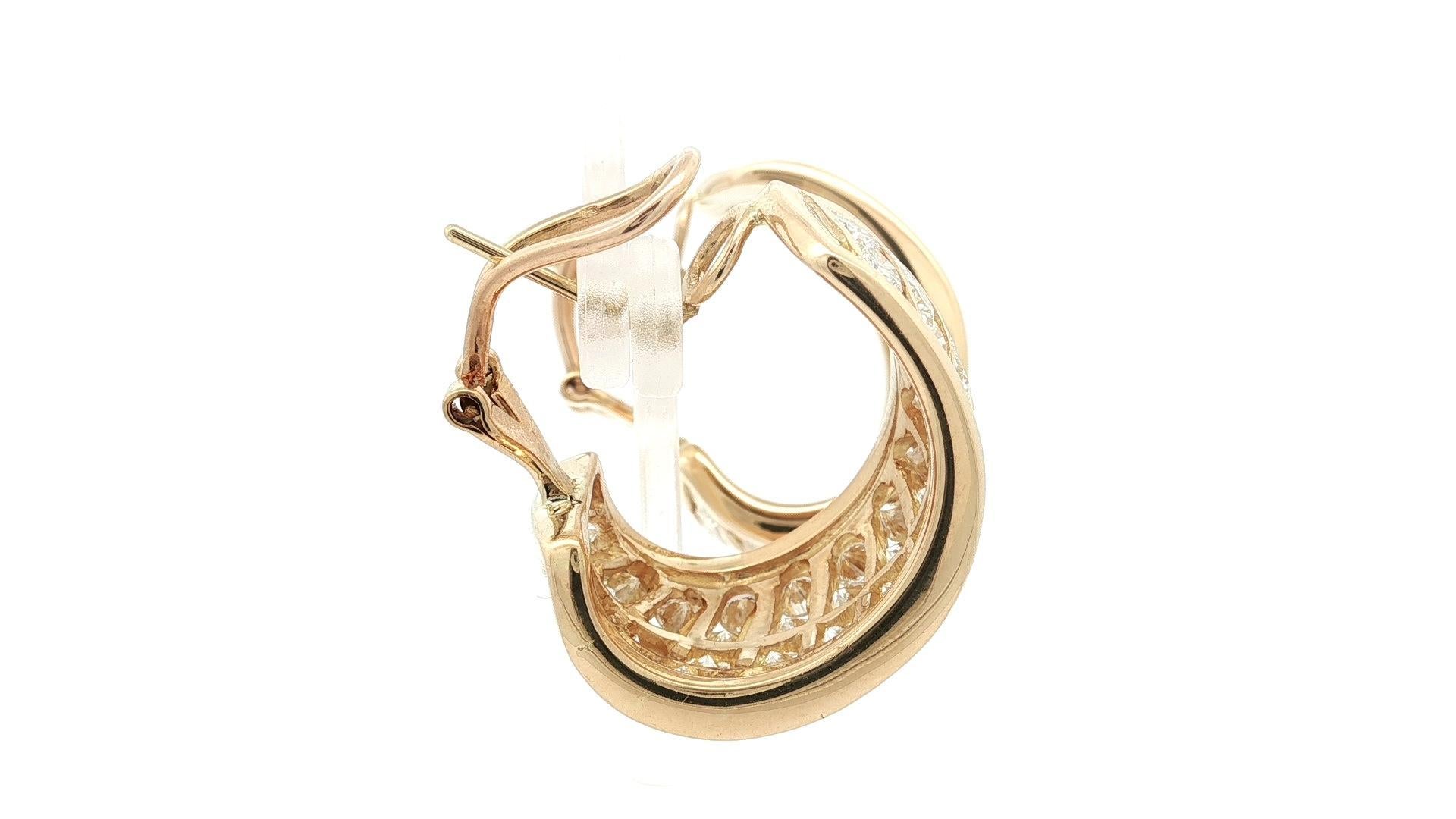 Orecchini con bracciale largo in oro giallo 18k con diamante a canale rotondo da 9,50ctw in vendita 7