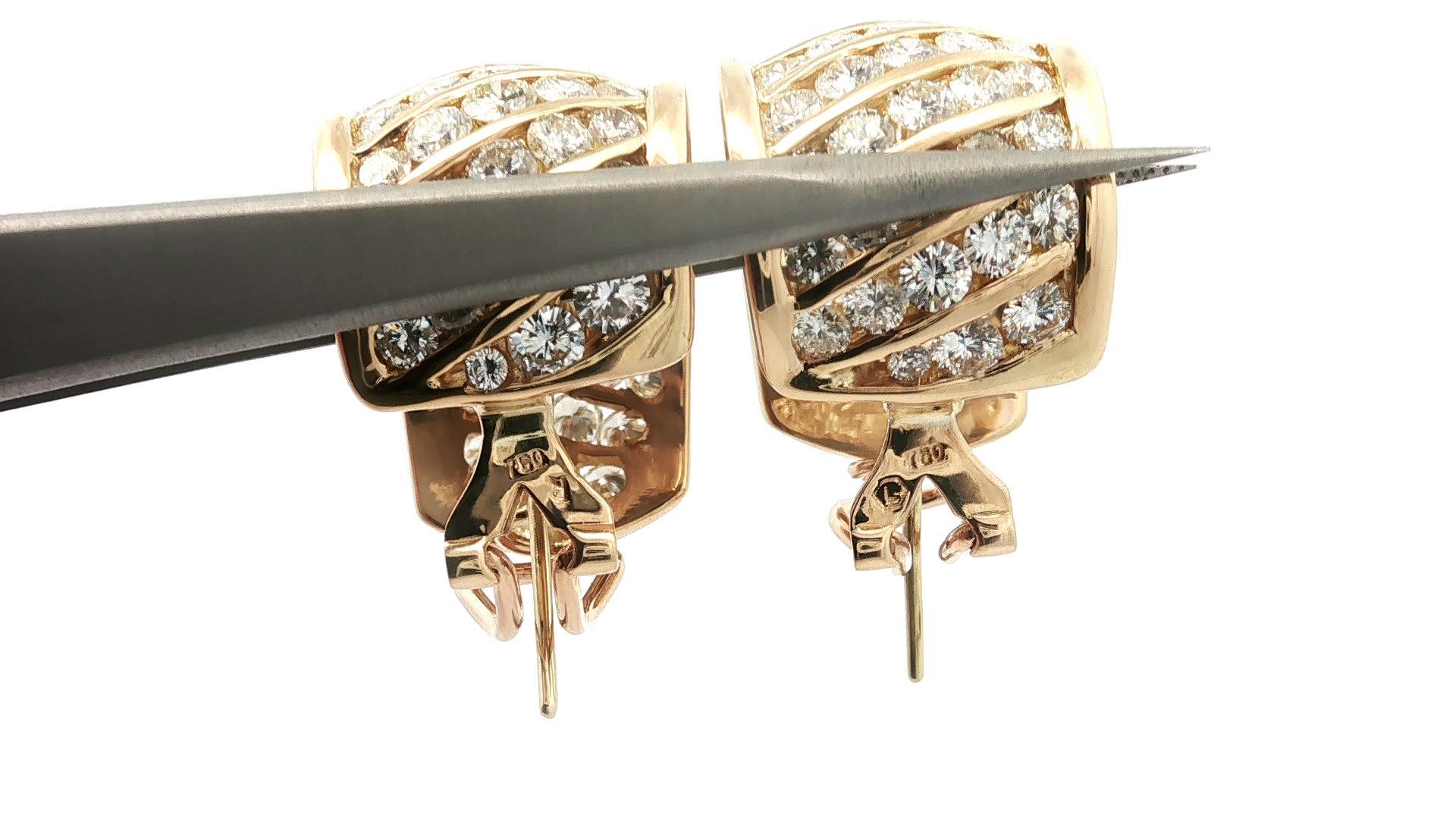 Orecchini con bracciale largo in oro giallo 18k con diamante a canale rotondo da 9,50ctw in vendita 9