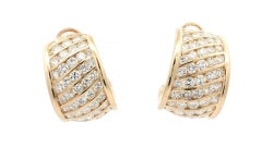 18k Yellow Gold 9.50ctw Round Channel Diamond Wide Cuff Statement Earrings