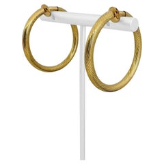 18k Yellow Gold 9.5g Vintage Ribbed Twisted Clip On Hoop Earrings